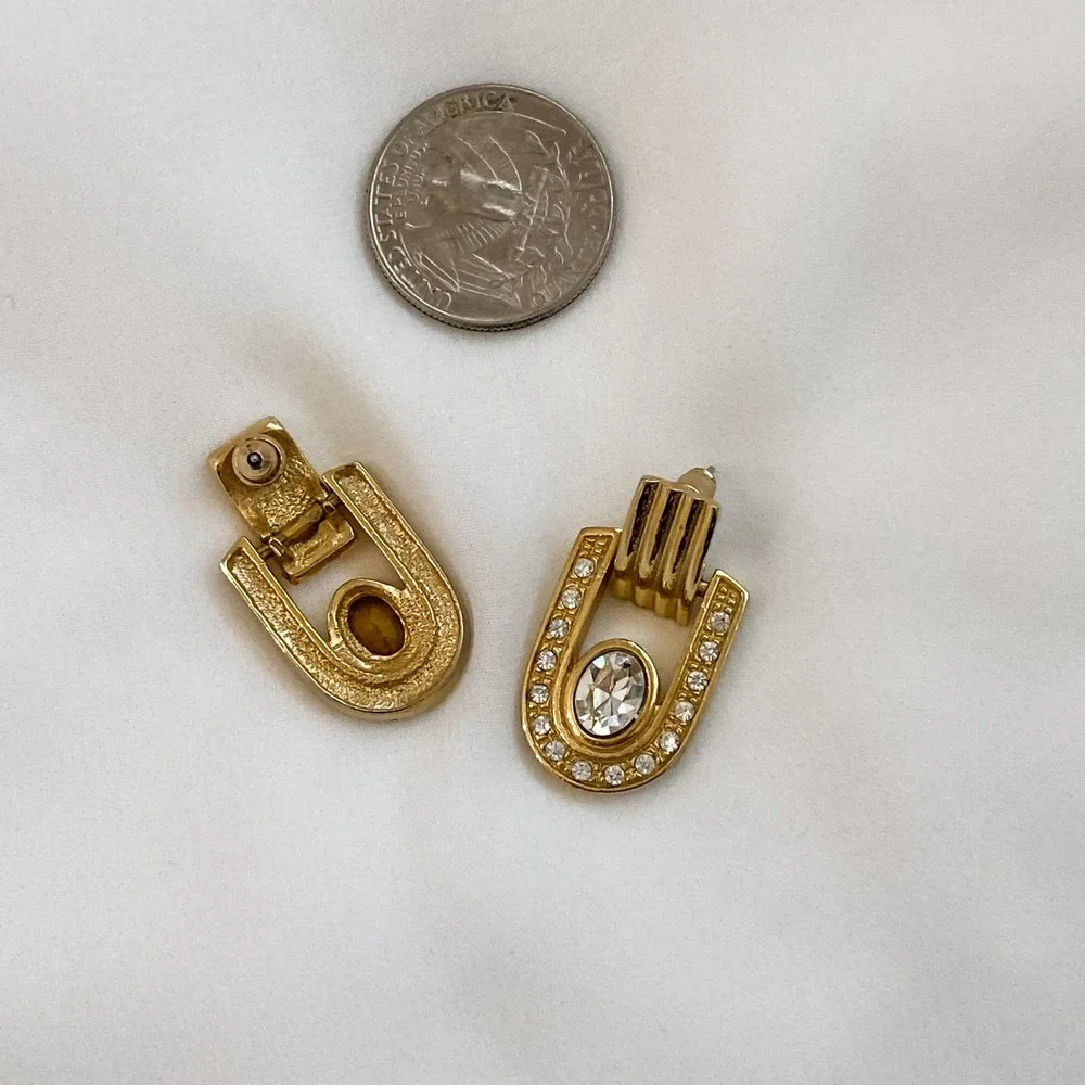 VTG Gold U Shape Door Knocker Earrings